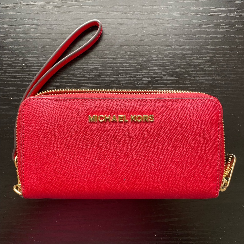 Michael Kors Wristlet/Wallet - Red Leather